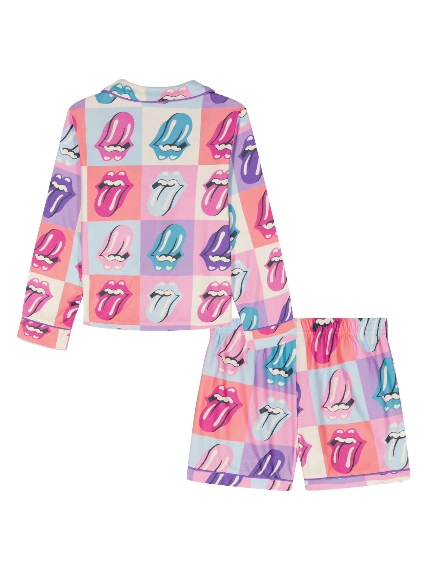 Rolling Stones Girls Long Sleeve Coat and Shorts Pajama Set, 2-Piece, Sizes 4-16