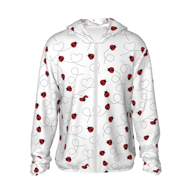 Balery Ladybugs Flying On Dotted Route Sudadera ligera de manga larga con capucha y protección solar UPF 50+ para hombre y mujer, ideal para pesca y running-Small