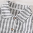 thumbnail image 6 of Fesfesfes Baby Toddler Boys Girls Striped Button Down Collared Romper, Long Sleeve Cotton Onesie Jumpsuit Outfit for Fall Winter Daily Wear Kids 3-24 Months Old., 6 of 7