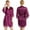 Purple, variant on Silk Robes for Women Short Lace Trim Satin Brides Robe 3/4 Sleeve Nightgown Comfy Sleepwear with Pockets