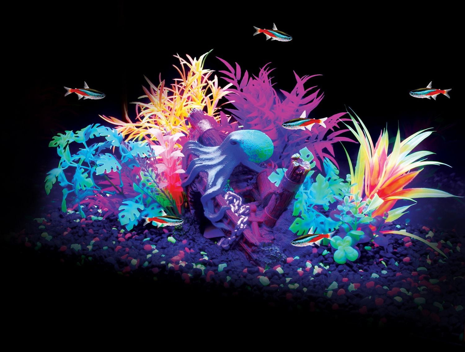 Marina iGlo Aquarium Ornament Ship's Bow with Octopus and Plants