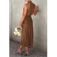 thumbnail image 3 of PRETTYGARDEN Women's Satin Dress Elegant Sleeveless Mock Neck Cocktail Party Maxi Dresses, 3 of 6