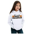 thumbnail image 4 of WERYOUNG Girls Boys Hoodies Cartoon Letter Pumpkin Bat Printed Long Sleeve Pullover Hooded Halloween Sweatshirt With Pocket Child Breathable Vacation Hoodie,White,8-9 Years, 4 of 4