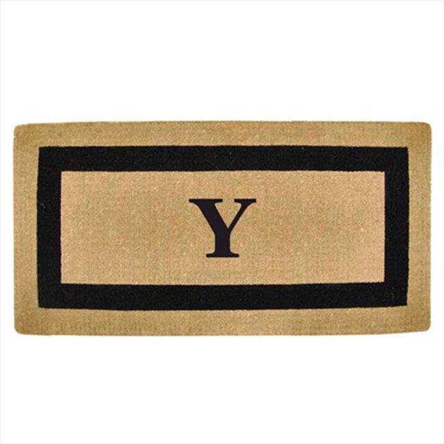 Nedia Home 02179Y Single Picture - Black Frame 36 x 72 In. Heavy Duty Coir Doormat - Monogrammed Y