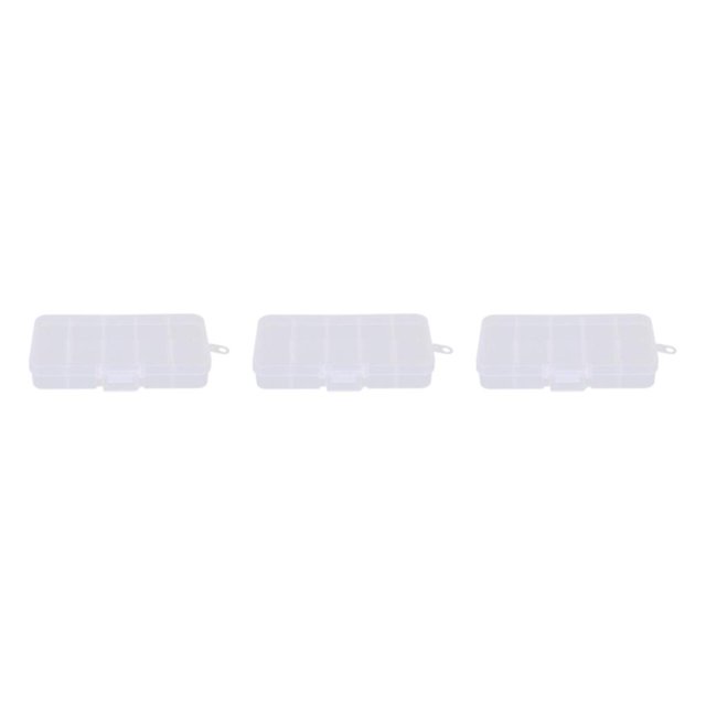 Thinsony 10 Grid Plastic Jewelry Removable Storage Box Beads Container Earring White 12.8x6.5x2.2cm 3Set