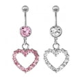 thumbnail image 1 of Bague en Acier Inoxydable avec Cœur en Strass pour Femmes, Perçage du Ventre, 1 of 5