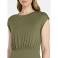 thumbnail image 4 of Time and Tru Women’s Cotton Knit Midi Dress with Dolman Sleeves, Sizes XS-XXXL, 4 of 5