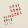 thumbnail image 2 of SUTENGDA Ongles Pressés de Noël Design Bonhomme de Neige Flocon de Neige Faux Ongles Brillants Rouges Couleur Unie Faux Ongles avec Colle Ongles Carrés Moyens Ongles Artificiels Réutilisables à Coller, 2 of 5