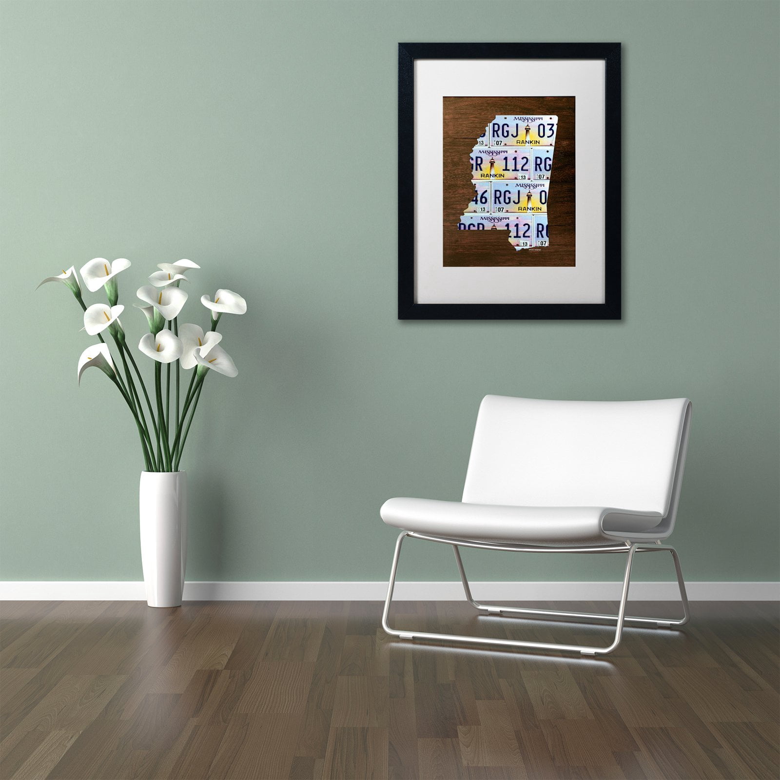 Trademark Fine Art 'Mississippi License Plate Map' Canvas Art by Design Turnpike, Black Matte, Black Frame