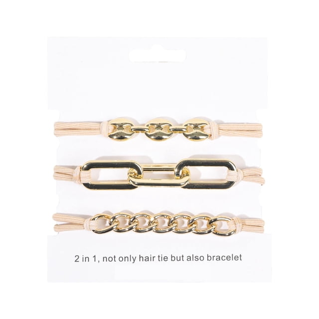 Cadena de cuero, aleación galvanizada, cordón para el pelo, anillo para el pelo, pulsera, cordón para la cabeza, pulsera, diadema elástica negra, pulsera para el pelo de mujer