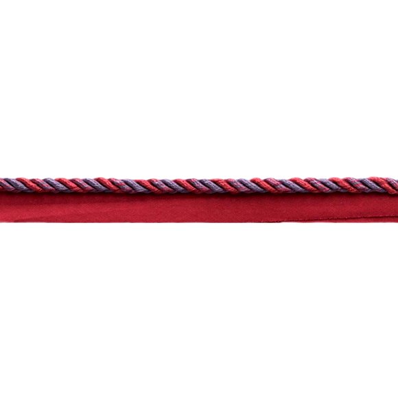 3/16" (0.5cm) Small Shiny Twisted with Lip Twisted Rope | Cord Trim (Style# 0316MLT), Wine Medley Purple Multicolor #PR22 (Violet Purple, Blood Red) 12 Yards (36 ft/11m)