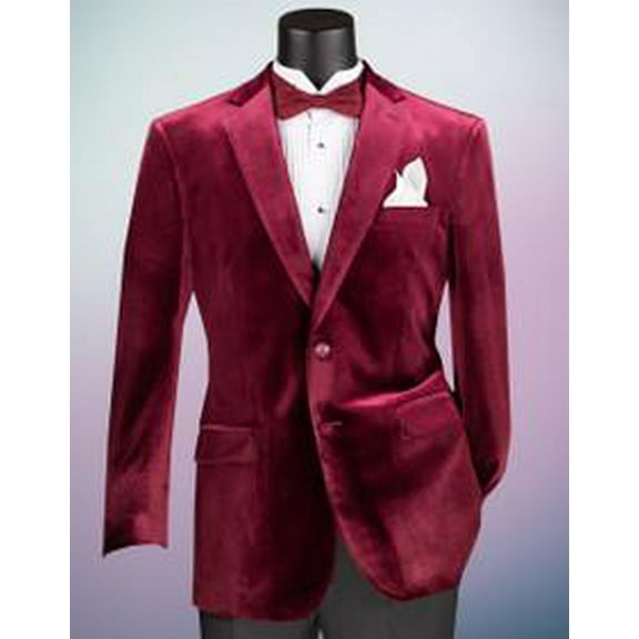 Mens Velvet Sport Coat Wine Burgundy Jacket 2 Button Vinci B-27