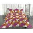 thumbnail image 2 of Ambesonne Flower Quilted Bedspread Set 3 Pcs, Gerbera Petals Summer Floral, Twin, Purple Orange and Pearl, 2 of 4