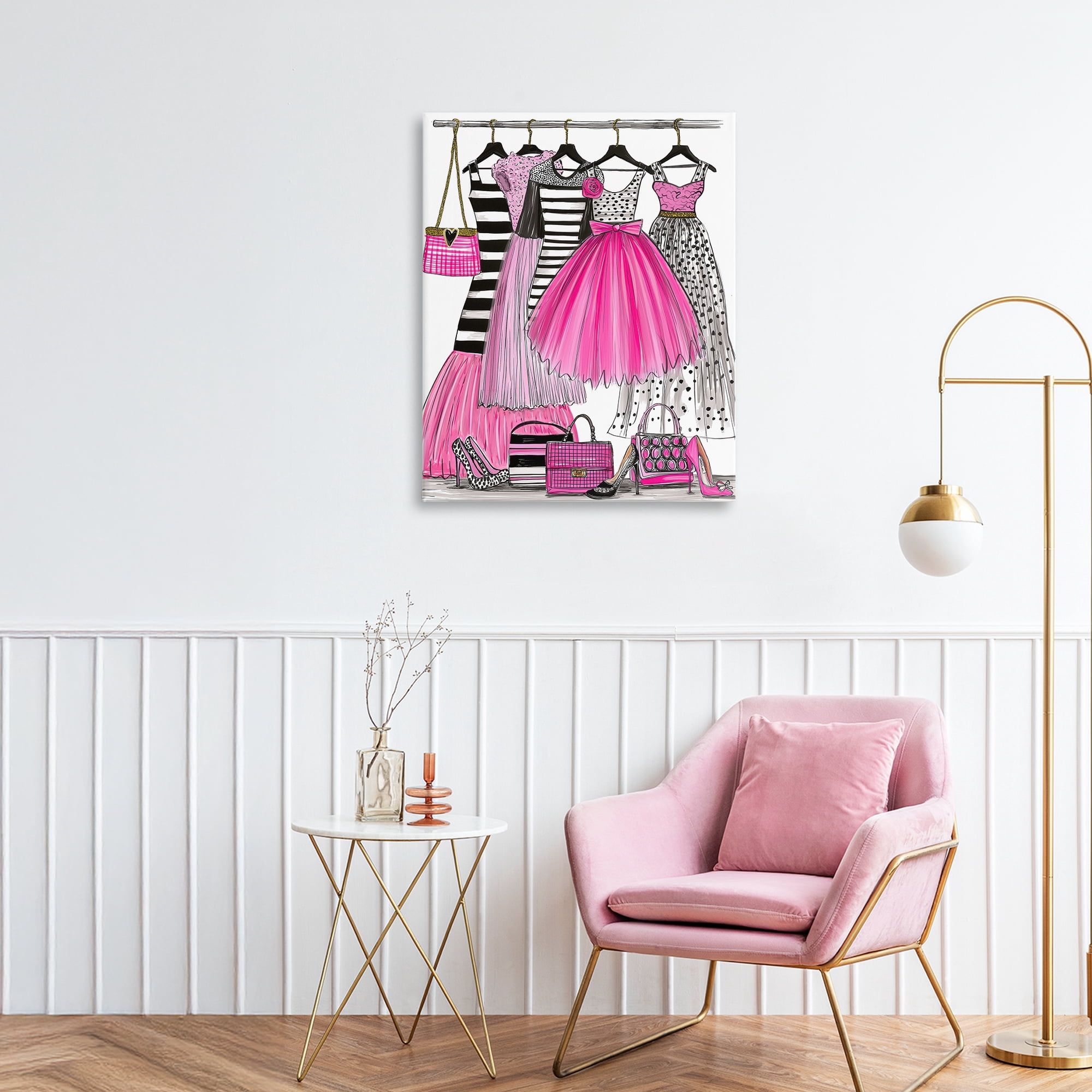 Stupell Industries Chic Pink Tulle Dresses Canvas Wall Art, design by Jess Stempel