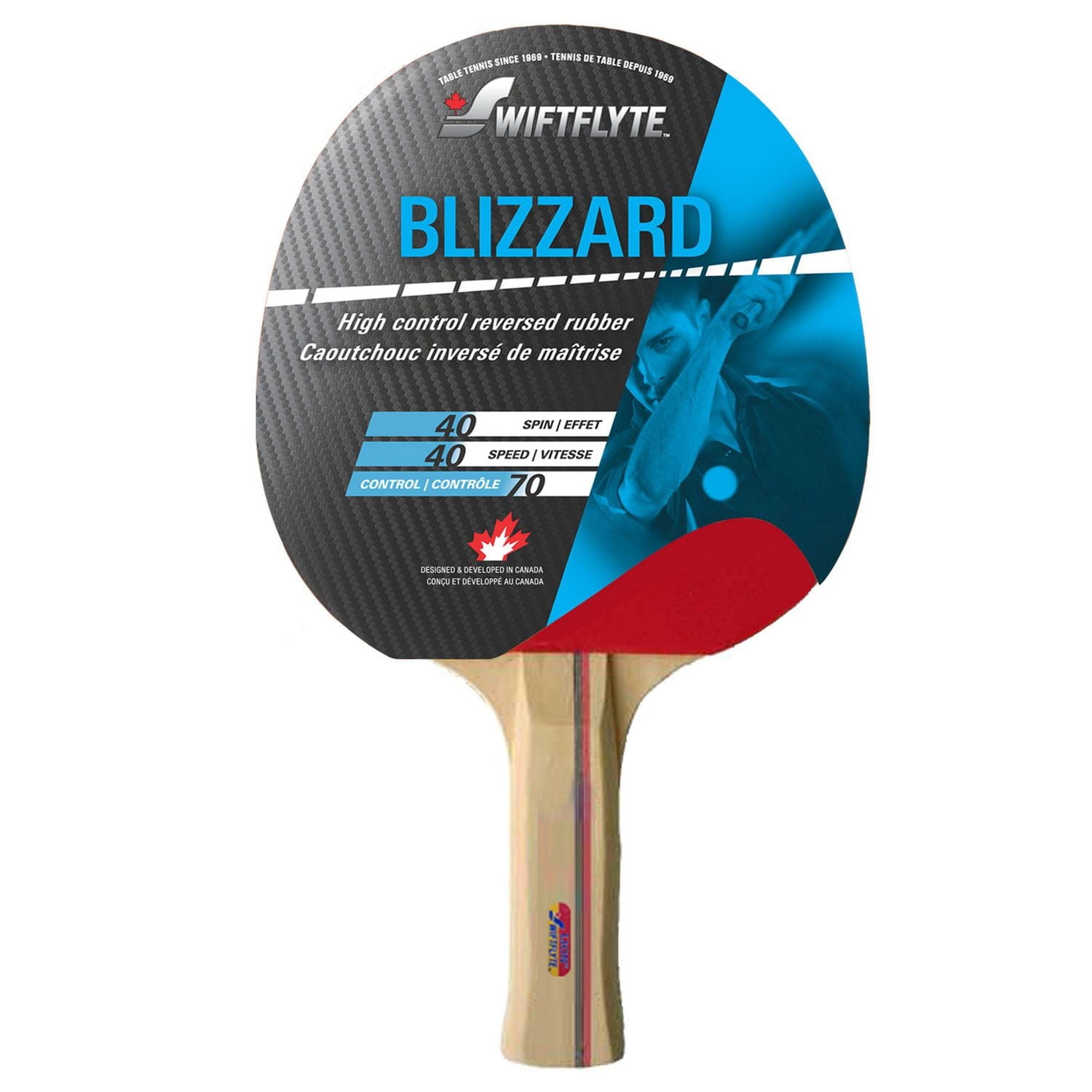 Swiftflyte Blizzard Table Tennis Set, 5-Piece Racket, Zipper Case and 3 Balls
