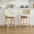 thumbnail image 4 of Zesthouse 26.8″ Swivel Bar Stools Counter Height Set of 2, Modern Counter Stools with Backs & Wood Legs, Upholstered Linen Fabric Barstools for Island Kitchen, Beige, 4 of 11