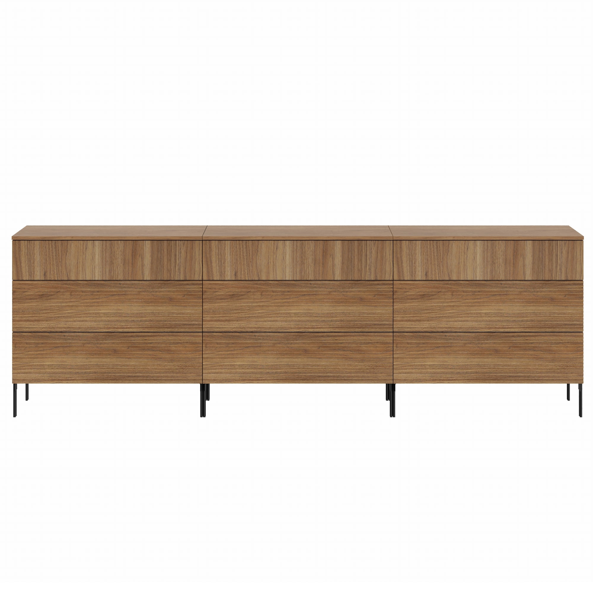 WAMPAT 3 Piece 3 Drawer Dresser Set for Bedroom, Modern Fluted Wood Storage Cabinets with Push-to-Open Drawers, Organizer Chests for Bedroom
