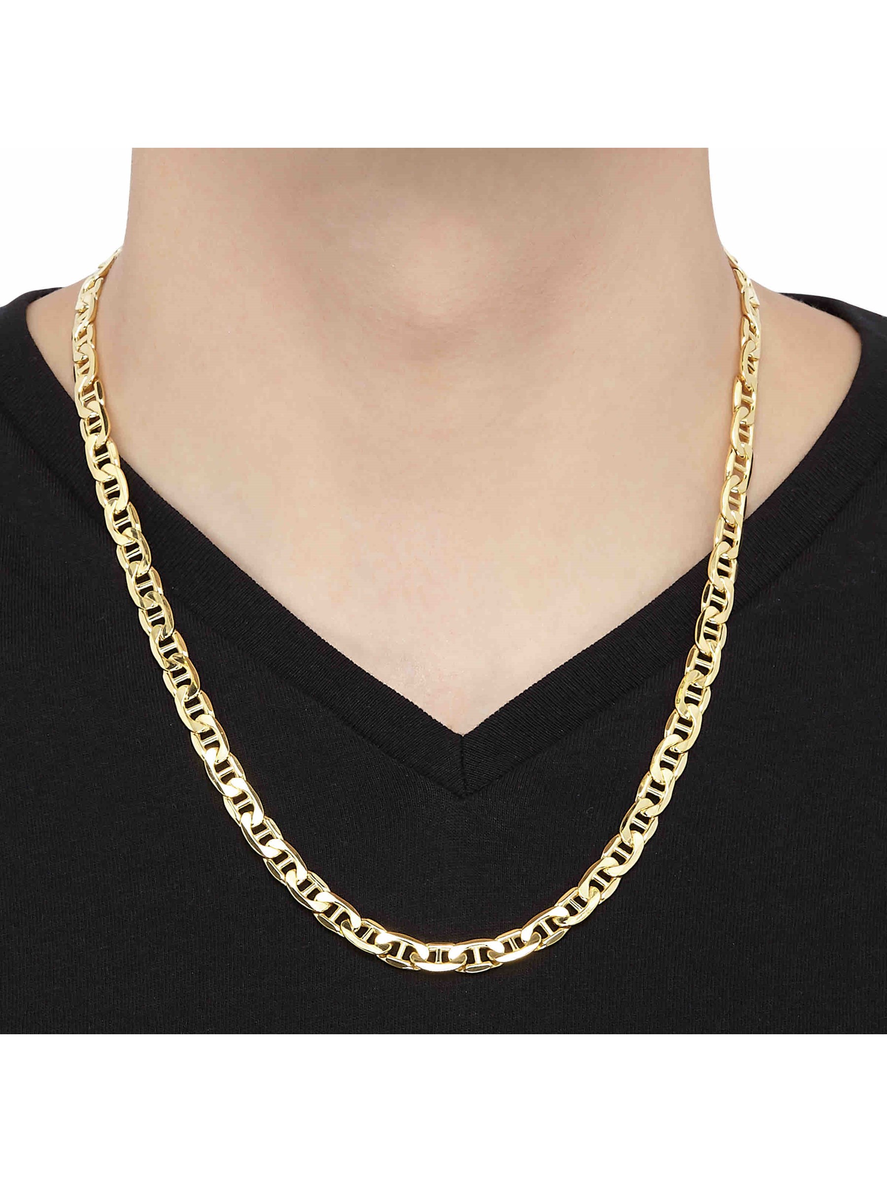 Welry Men's Italian-Made 7.2mm Beveled Mariner Link Chain Necklace in 10kt Yellow Gold, 22" - image 2 of 4