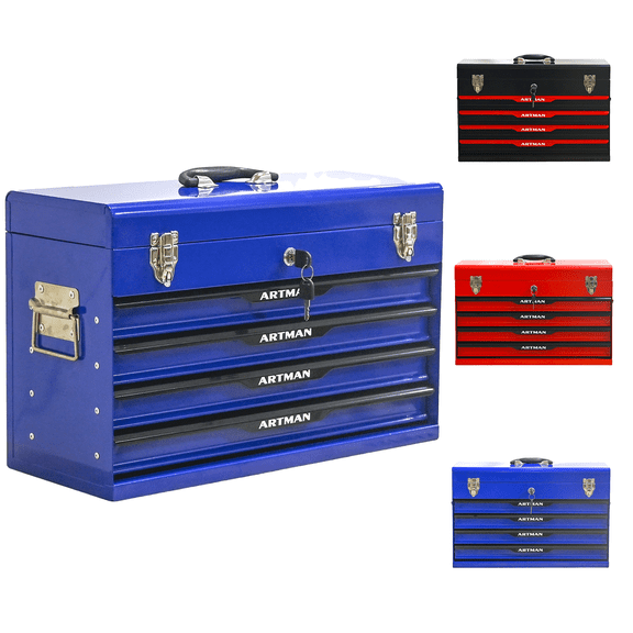 ARTMAN 20" Portable 4-Drawer Metal Tool Box with Drawers,Tool Storage Portable Case for Garage Workshop Repair Shop