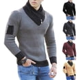 thumbnail image 7 of Men's Slim Fit Ribbed Knit Sweater with Zip Shawl Collar Casual Pullover Top, 7 of 7