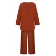 thumbnail image 4 of ATOYSOY Women's Tracksuits Vacation Round Neck Lounge Sets Fall 3/4 Sleeve Sweatsuits Trendy Loose Tops Capris Pants Casual Two Piece Cotton Lined Outfits Orange L, 4 of 9