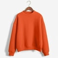 thumbnail image 3 of Baberdicy Sweatshirt for Women, Women's Solid Color Round Neck Oversized Sweatshirt Loose Fit Long Sleeve Light Sweatshirt Loose Blouse Pullover Sweaters for Women Orange, 3 of 3