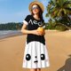 thumbnail image 4 of Easygdp Cat Meow para Vestido Transpirable de Mujer, Vestido Suelto de Manga Corta con Pliegues y Bolsillos para el Verano, 4 of 6