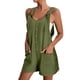 thumbnail image 2 of Mono corto de verano informal con botones para mujer - Poliéster, sin mangas, pantalón corto ancho - S-XXL, 2 of 5
