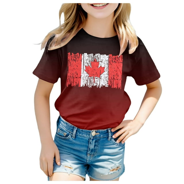 AJIWYH Polos Noirs pour Fille, T-Shirt à Manches Courtes d'Été Col Rond Coupe Décontractée Basique, Polos pour Filles Manches Courtes pour 8-9 Ans, Vin