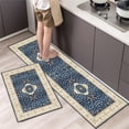 thumbnail image 2 of Two Piece Ethnic Kitchen Rug Set Non-Slip Absorbent Floor Mats - 15.75x23.62in & 15.75x47.24in Bathroom Sink Stove Anti Fatigue Machine Washable Door Mats, Multicolor Polyester Rugs, 2 of 6