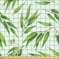 thumbnail image 2 of Ambesonne Eucalyptus Fabric by the Yard Upholstery, Scattered Like Leaves, 10 Yards, Green Eggshell and White, 2 of 5
