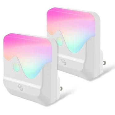 LISUNAR LED&RGB Night Light,Dimmable Night Lights Plug into Wall,8 Color Changing Plug in Night Light,Dusk to Dawn Sensor, Warm White Light for Bedroom,Bathroom,Nursery,Hallway(2pack)
