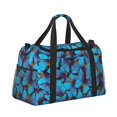 thumbnail image 2 of Xecao Blue Butterflies Pattern ​Lightweight Crossbody Weekender Bag Mesh Side Pockets Padded Handles Sports Outdoor Gear Organizer, 2 of 5