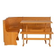 Linon Chelsea 3-Piece Farmhouse Indoor Corner Dining Nook with Storage, Natural