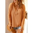 thumbnail image 4 of Ushdele Chic Waffle Henley - Long Sleeve, 7 Sizes, Fashion Must-Have, 4 of 8