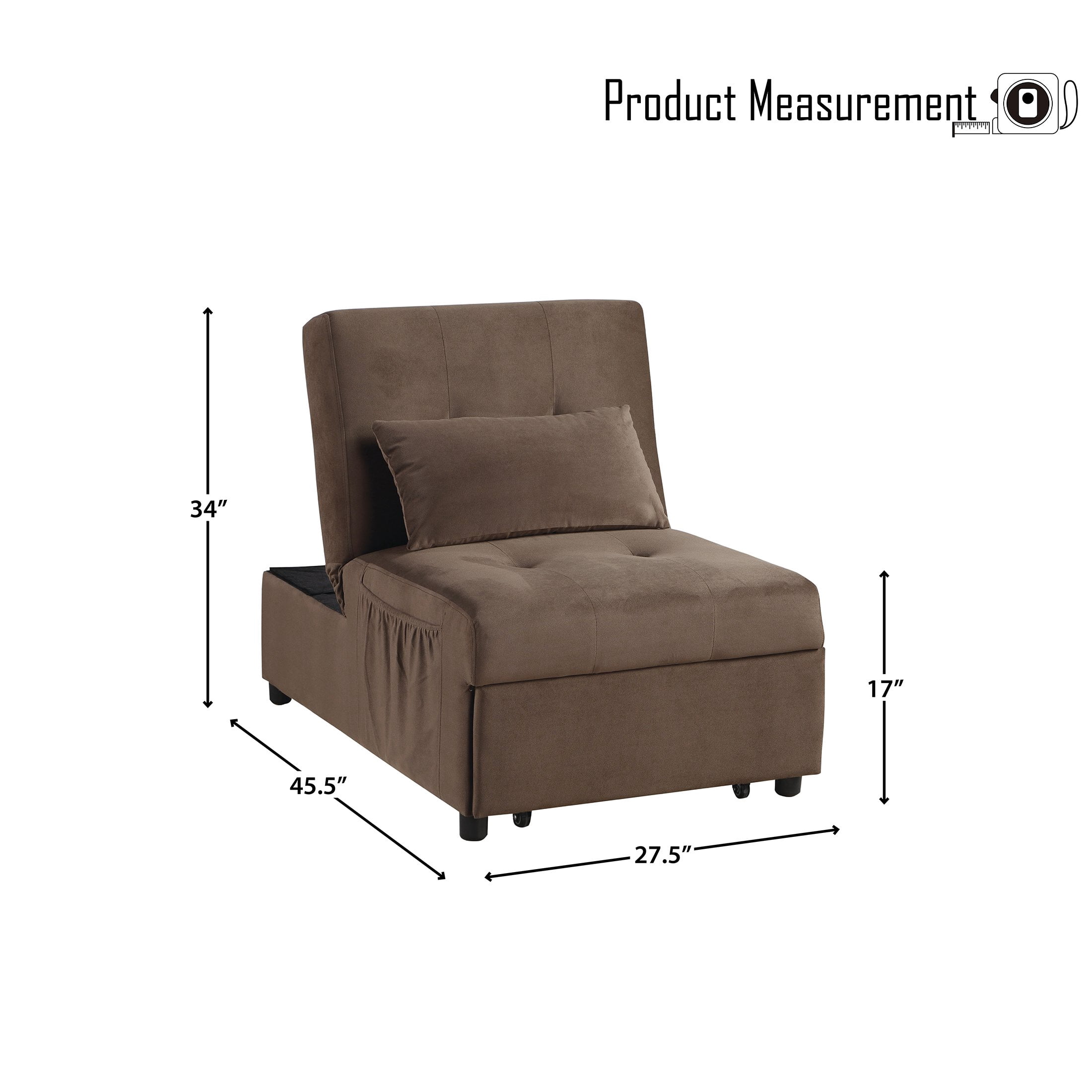 OakvillePark Kotey 4-in-1 Convertible Futon Chair, Brown