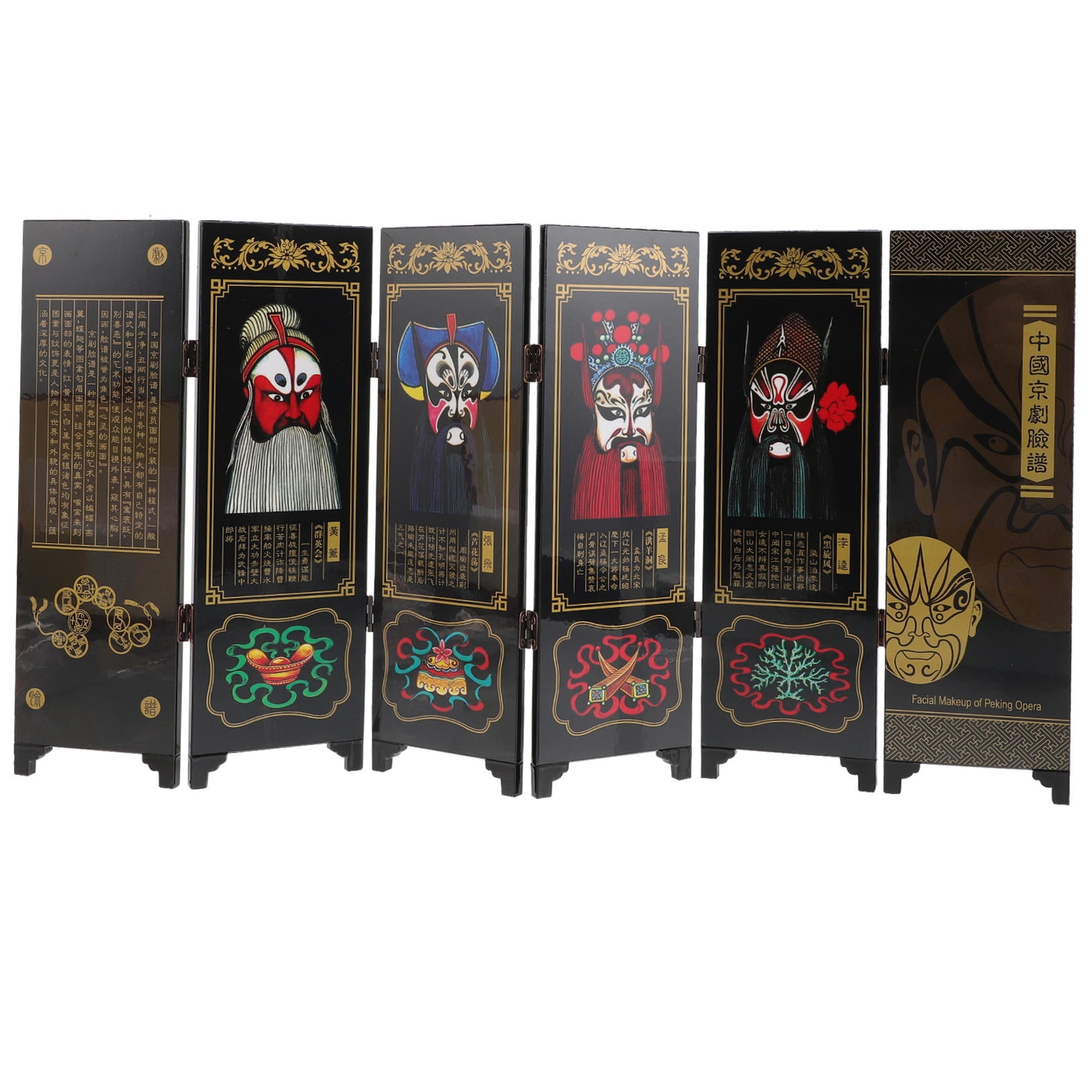 GOOHOCHY Folding Screen Wooden Panel Mini Room Divider for Desktop in Chinese Style