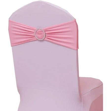 10pcs Pink Wedding Chair Sashes Party Chair Tie Ribbons Spandex Chair ...