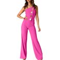thumbnail image 2 of Strapless Jumpsuits for Women Wide Leg Sleeveless Off Shoulder Rompers Causal Button Irregular One Piece Outfit, 2XL, 2 of 5