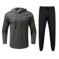 thumbnail image 1 of Men‘s Pure Color Lightweight Sweat Absorption Sports Long Sleeve Pullover Sweatshirt Set, 1 of 5