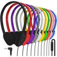 thumbnail image 2 of PYYNA-Bulk Classroom Headphones with Microphone – 10 Pack Multicolor Wired On-Ear Headsets, Adjustable 3.5mm Plug, Individually Wrapped for Schools, Libraries & Labs, 2 of 4