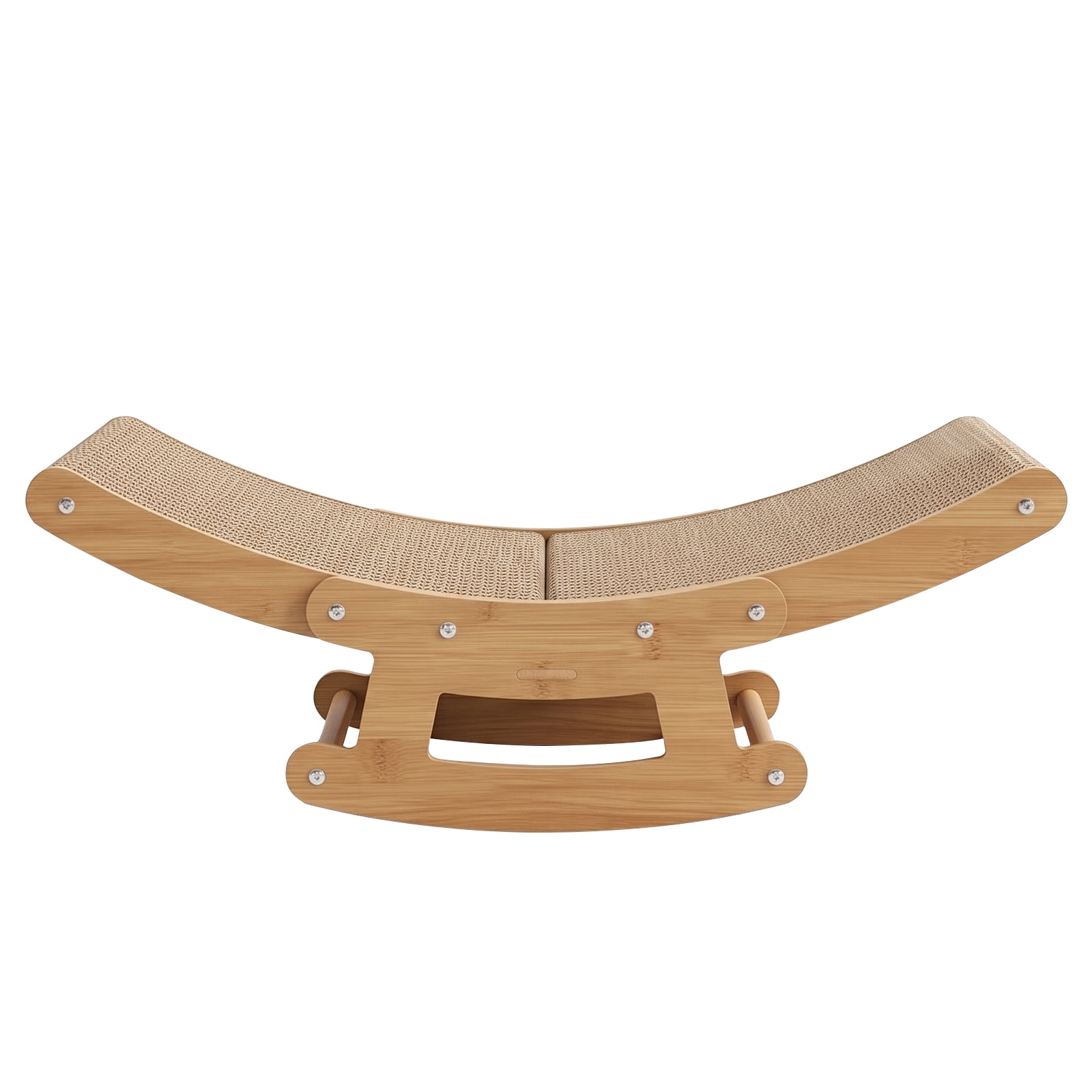 Cat Scratching Rocking Chair Toy with Stable Base, Large Corrugated Cardboard Cat Scratcher Lounger Bed for Indoor Kitten Small Cats, Wear Resistant Claw Grinding Scratch Pad, 60*25cm