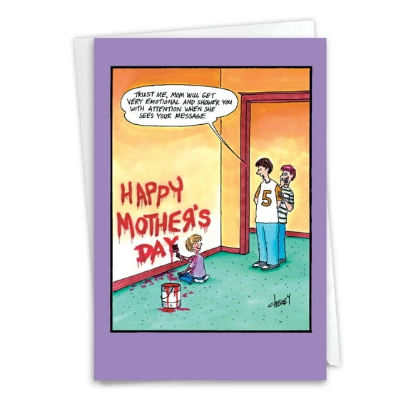 NobleWorks Hilarious Mother's Day Greeting Card with 5 x 7 Inch Envelope (1 Card) Mom Artist Cheney Mothers Day Cartoon 0052