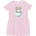 thumbnail image 3 of Inktastic Cute Hippo in Egg with Floral Crown Girls Toddler Dress, 3 of 5