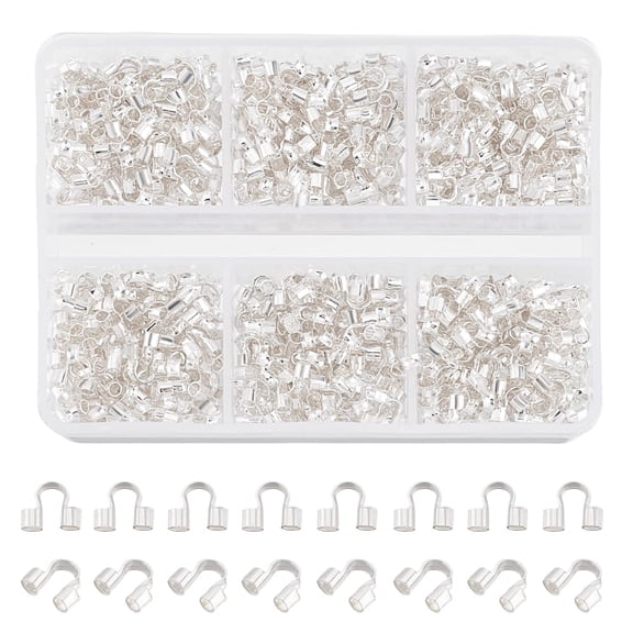 600pcs Brass Wire Guardian Cable Thread Protector U Shape Wire Guard Loops Horseshoe U-Shaped Clasp for Earring Bracelet Jewellery Making DIY Crafts Silver 5x4mm Hole: 1.5mm