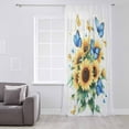 thumbnail image 3 of Sunflower Butterfly Semi Sheer Curtains Drapes for Living Room, Bedroom, French Doors Window 96 Inches Long, Yellow Blue Spring Pastoral Plant Rod Pocket Chiffon Curtain Drapery Voile Drape Panel, 3 of 6