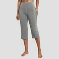 thumbnail image 2 of felwors Womens Yoga Capri Pants High Waist Capri Leggings with Pockets Wide Leg Crop Exercise Workout Summer Pants Grey, XXL, 2 of 7