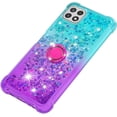 thumbnail image 2 of case for Samsung Galaxy A22 5G (N0 4G) Case w/Ring Holder,Creativity Clear Gradient Quicksand Glitter Flowing Liquid Floating Women Girls Cute Case TPU Cover for Samsung Galaxy A22 5G JB Bluish Violet, 2 of 14