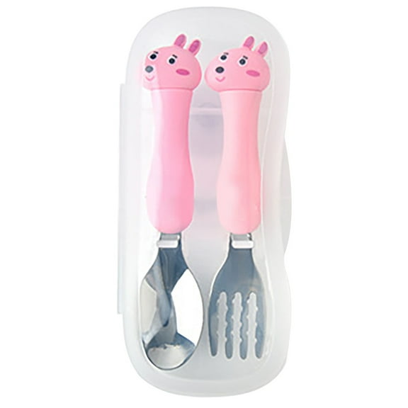 JoyMoreHome 2 PCS Spoon and Fork Set, Cute Stainless Steel Tableware Set, Cartoon Salad Forks and Soup Spoons, Gift for Her