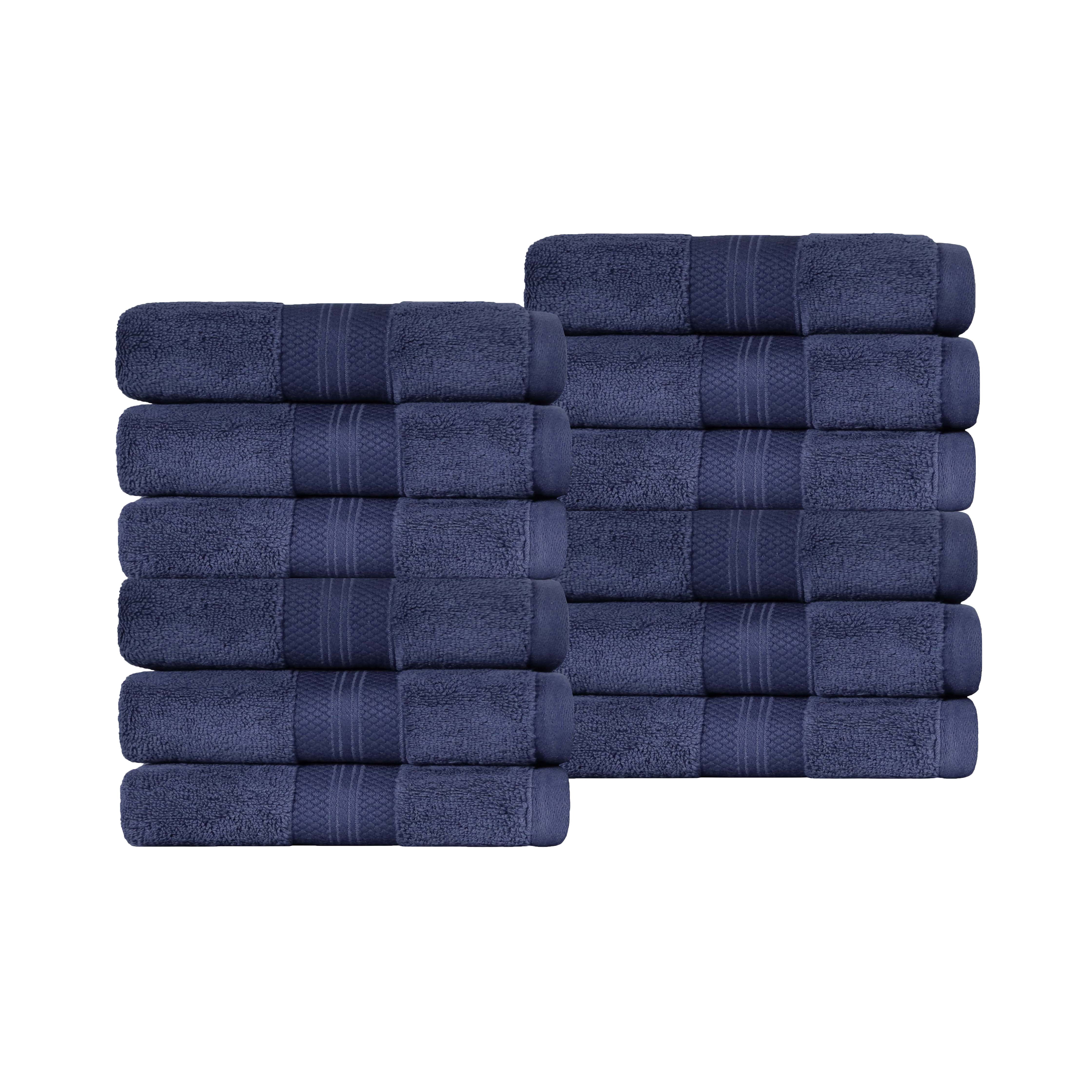 BNM Turkish Cotton Heavyweight Face Towel Set, Crown Blue